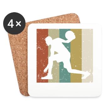 Joueur de basket-ball Basket-ball cadeau Tripple - Dessous de verre (lot de 4) - blanc - Devant