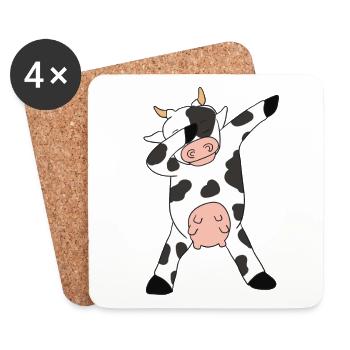 Kuh Dab dabbing cow Rind Horn - Untersetzer (4er-Set) - Weiß - Vorne