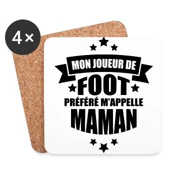 mon joueur de foot préféré m'appelle maman - Dessous de verre (lot de 4) - blanc - Devant