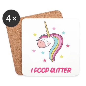 I POOP GLITTER - Untersetzer (4er-Set) - Weiß - Vorne