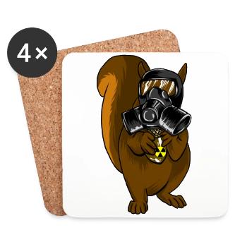 Eichhörnchen mit Gasmaske Acorn Nuclear Icon - Untersetzer (4er-Set) - Weiß - Vorne