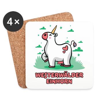 Westerwald Comic Einhorn Kuh Süß Bunt Lustig - Untersetzer (4er-Set) - Weiß - Vorne