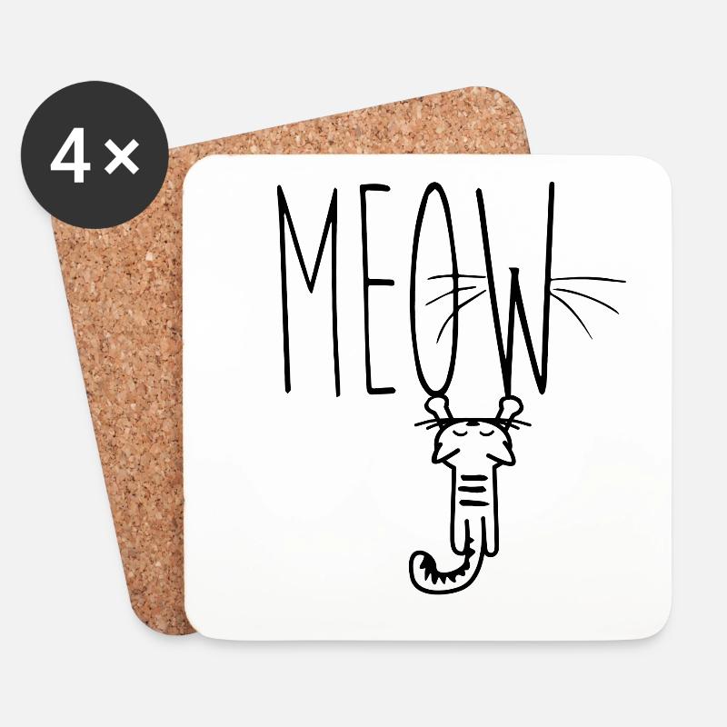 Miau Miau - Untersetzer (4er-Set) - Weiß