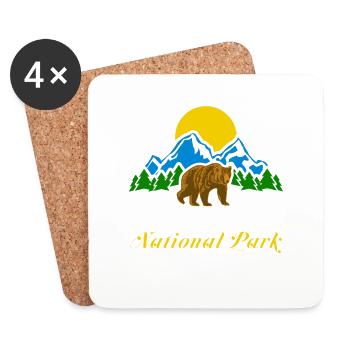 Parc national de Yellowstone Wyoming Bear Nature Sun - Dessous de verre (lot de 4) - blanc - Devant