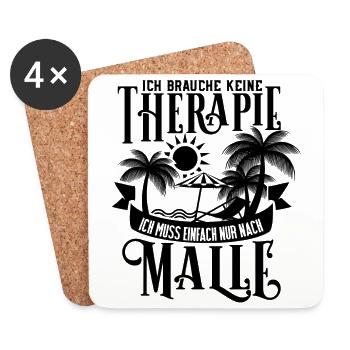 Keine Therapie - muss nur nach Malle - schwarz - Untersetzer (4er-Set) - Weiß - Vorne
