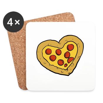 Pizza Herz Salami Liebe Fast Food Pizza Lieferung - Untersetzer (4er-Set) - Weiß - Vorne