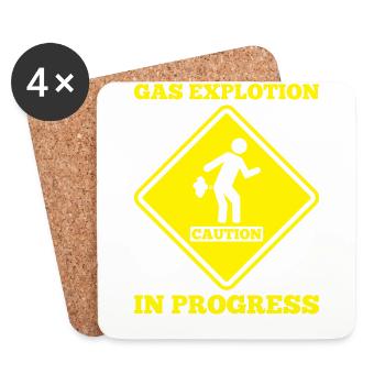 Signe de prudence Explosion de gaz en cours Fart drôle - Dessous de verre (lot de 4) - blanc - Devant