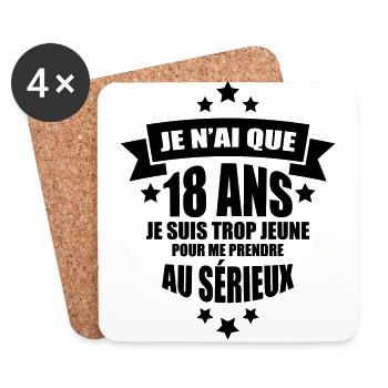 je n'ai que 18 ans je suis trop jeune - Dessous de verre (lot de 4) - blanc - Devant