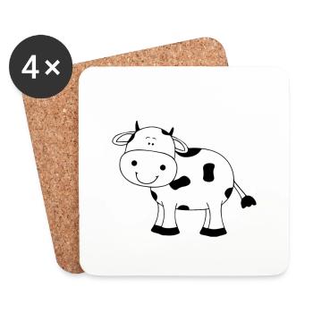 Vache, vaches, bétail, vache drôle fermier - Dessous de verre (lot de 4) - blanc - Devant