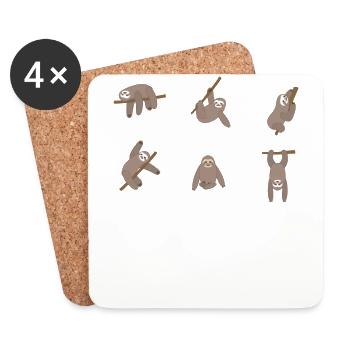 Yoga - Faultier - Lustig - Entspannung - Geschenk - Untersetzer (4er-Set) - Weiß - Vorne