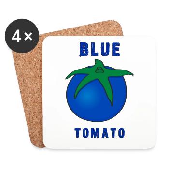 tomate bleue - motif drôle avec tomate bleue - Dessous de verre (lot de 4) - blanc - Devant