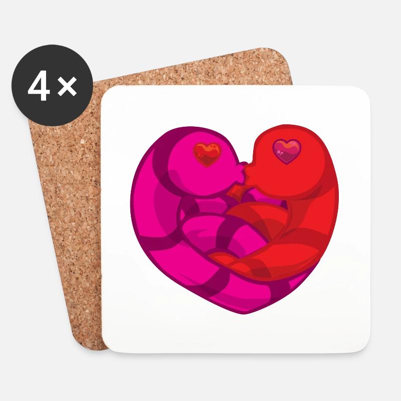 Wurm Würmchen Herz Liebe Valentinstag Fun Geschenk - Untersetzer (4er-Set) - Weiß