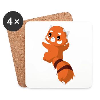 Red Panda - Cat Bear - Cute - Gift - Coasters (set of 4) - white - Front
