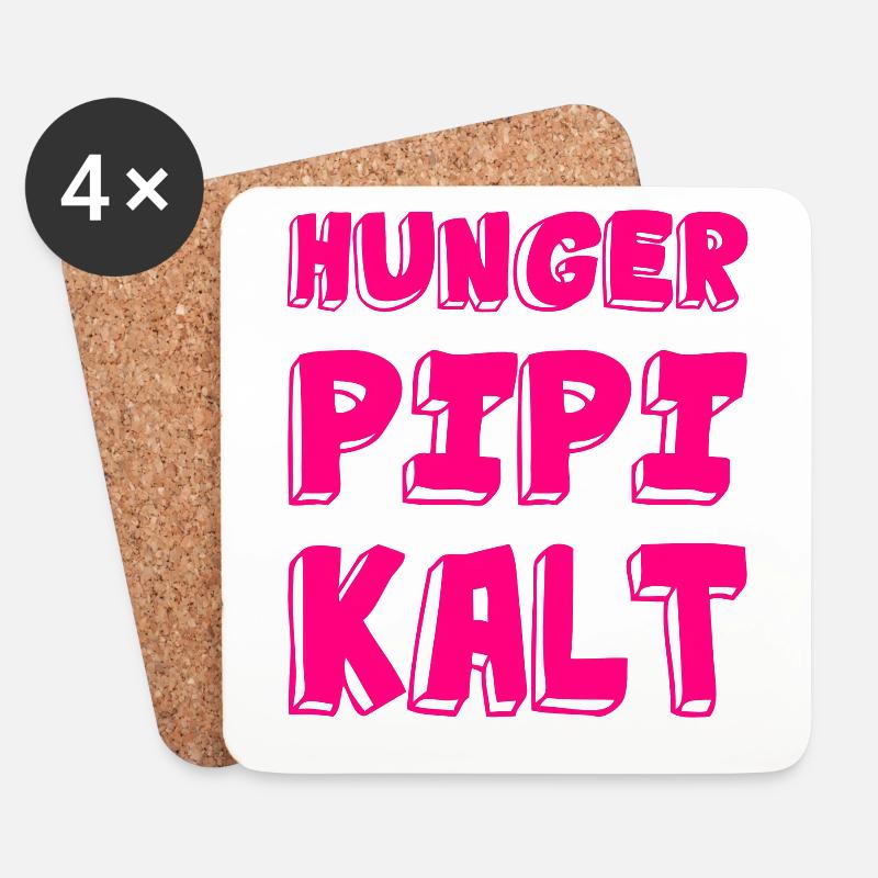 Hunger Pipi Kalt - Untersetzer (4er-Set) - Weiß