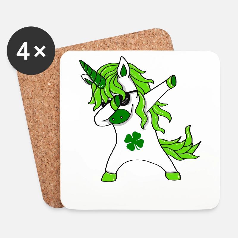 St. Patrick's Day Lepricorn - Dabbing Unicorn - Untersetzer (4er-Set) - Weiß