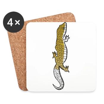 Lizard - Gecko - Reptile - Présent - Lézard - Dessous de verre (lot de 4) - blanc - Devant