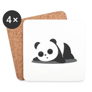 Panda Bear - Lazy - Sommeil - Fatigué - Cadeau - Dessous de verre (lot de 4) - blanc - Devant