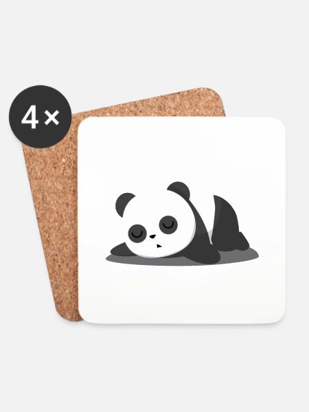 Panda Bär - Faul - Schlafen - Müde - Geschenk - Untersetzer (4er-Set) - Weiß