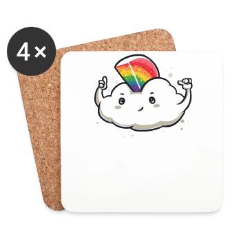 Funny cloud rainbow cute glitter gift cute - Coasters (set of 4) - white - Front
