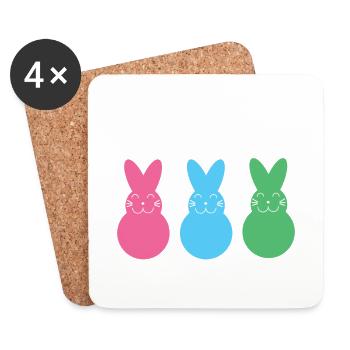 Pâques - Lapin de Pâques - Pâques - Cadeaux - Dessous de verre (lot de 4) - blanc - Devant