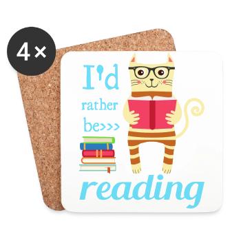 I would rather read - Coasters (set of 4) - white - Front