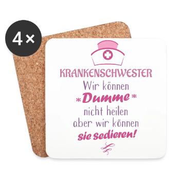 Krankenschwester Kaffeetasse Wir können Dumme - Untersetzer (4er-Set) - Weiß - Vorne