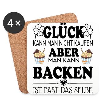 Glück kann man nicht kaufen aber man kann backen - Untersetzer (4er-Set) - Weiß - Vorne