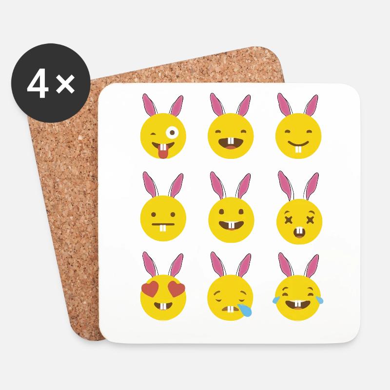 Viele Emojis mit Osterhasenohren Lustiger Pascha - Untersetzer (4er-Set) - Weiß