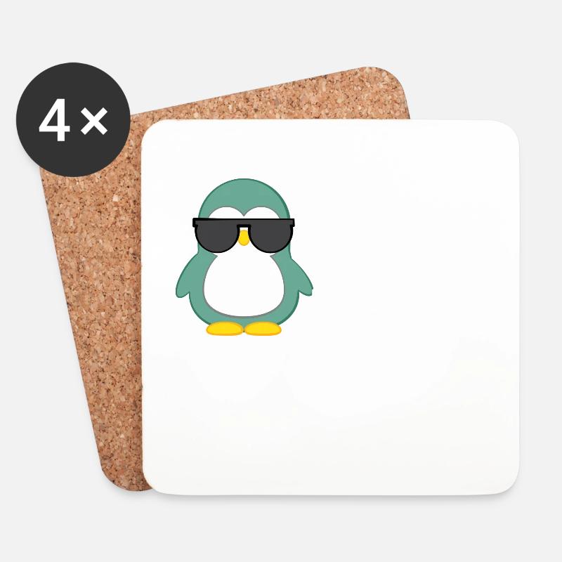 Pinguin - Schnee - Cool - Lustig - Sonnenbrille - Untersetzer (4er-Set) - Weiß