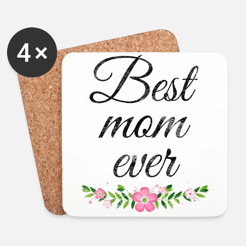 Best Mom ever Geschenk beste Mama Muttertag - Untersetzer (4er-Set) - Weiß