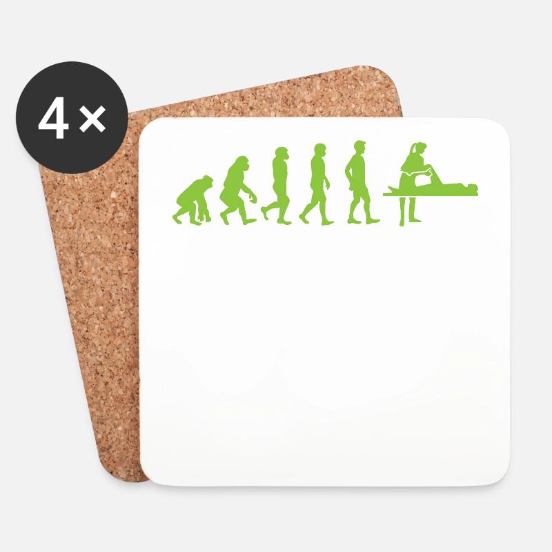 Evolution - Physiotherapist - Funny - Gift - Coasters (set of 4) - white