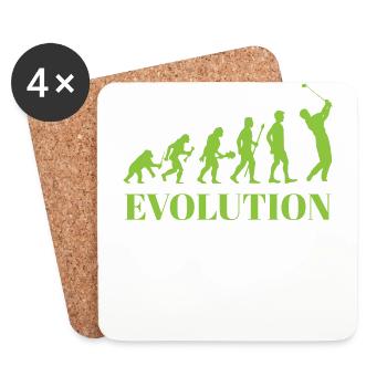 Evolution - Golf - Lustig - Fun - Geschenk - Untersetzer (4er-Set) - Weiß - Vorne