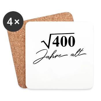 20. Geburtstag: Wurzel 400 Jahre alt - schwarz - Untersetzer (4er-Set) - Weiß - Vorne