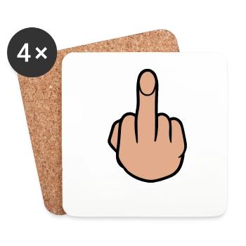 Mittelfinger - Untersetzer (4er-Set) - Weiß - Vorne