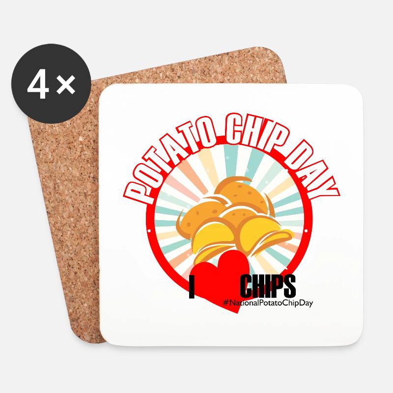 Kartoffel Chips Tag - Untersetzer (4er-Set) - Weiß