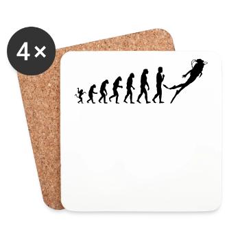 Die Evolution des Tauchen - Unisex T-Shirt - Untersetzer (4er-Set) - Weiß - Vorne