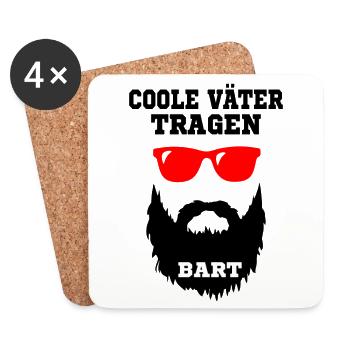 Coole Väter tragen Bart - Geschenk, Bart Spruch - Untersetzer (4er-Set) - Weiß - Vorne