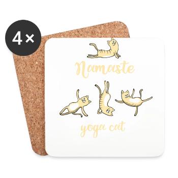 yoga chat Namaste chat om femme miaou humour LOL spor - Dessous de verre (lot de 4) - blanc - Devant
