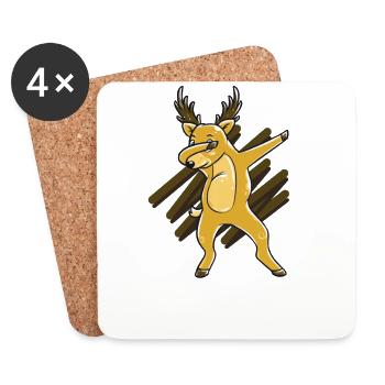 Tamponnant cerf renne drôle de cadeau d'anniversaire - Dessous de verre (lot de 4) - blanc - Devant