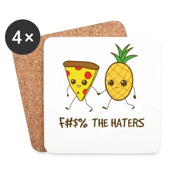 Pizza und Ananas. Fuck The Haters - Untersetzer (4er-Set) - Weiß - Vorne