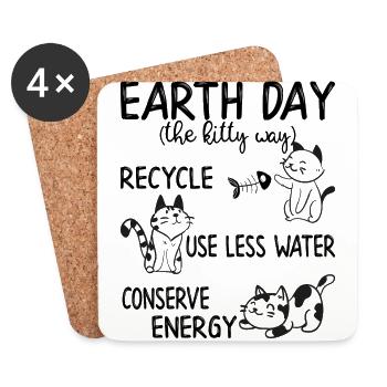 Earth Day the Kitty Way - Untersetzer (4er-Set) - Weiß - Vorne