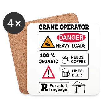 crane operator - Coasters (set of 4) - white - Front
