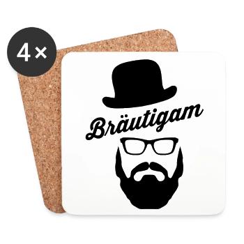 Bräutigam, Polterabend, Groom - Untersetzer (4er-Set) - Weiß - Vorne