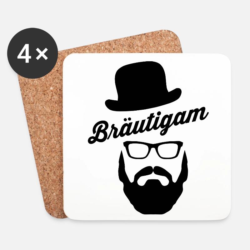 Bräutigam, Polterabend, Groom - Untersetzer (4er-Set) - Weiß