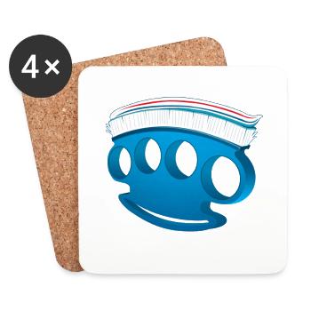 Brass knuckles brosse à dents - drôle cadeau - Dessous de verre (lot de 4) - blanc - Devant