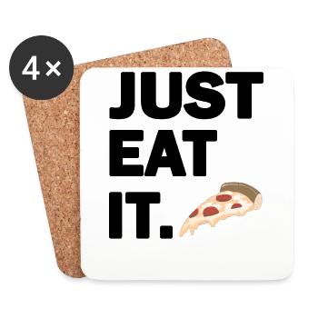 Just Eat Il Pizza Restauration rapide dictons fraîches cadeau - Dessous de verre (lot de 4) - blanc - Devant