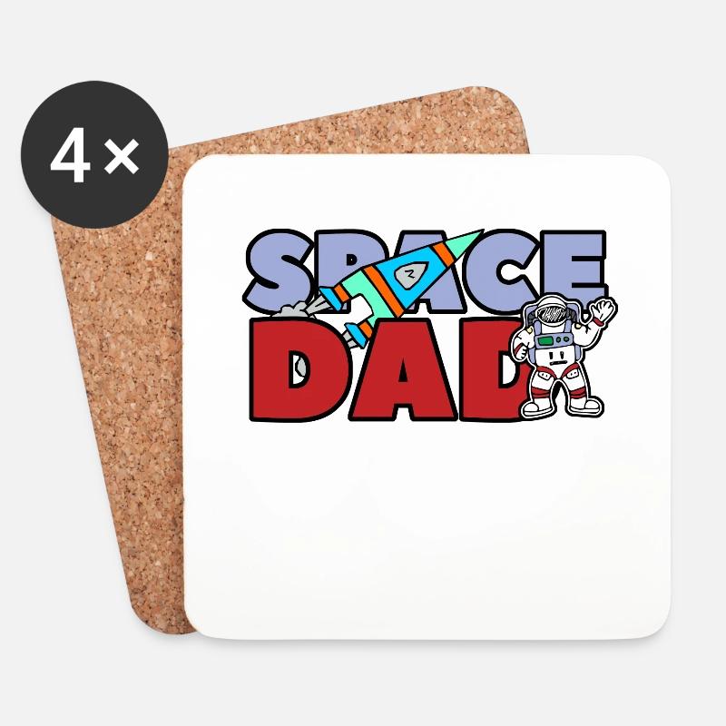 SPACE DAD - Untersetzer (4er-Set) - Weiß
