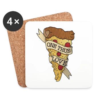 Pizza Un vrai amour - Dessous de verre (lot de 4) - blanc - Devant