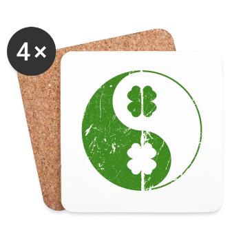 Yin Yang Shamrocks chinesisches Symbol St. Patrick - Untersetzer (4er-Set) - Weiß - Vorne