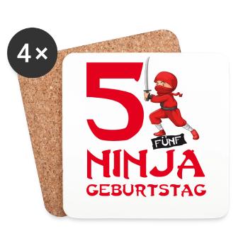 Ninja 5. fünfter Kinder Geburtstag Karate T-Shirt - Untersetzer (4er-Set) - Weiß - Vorne